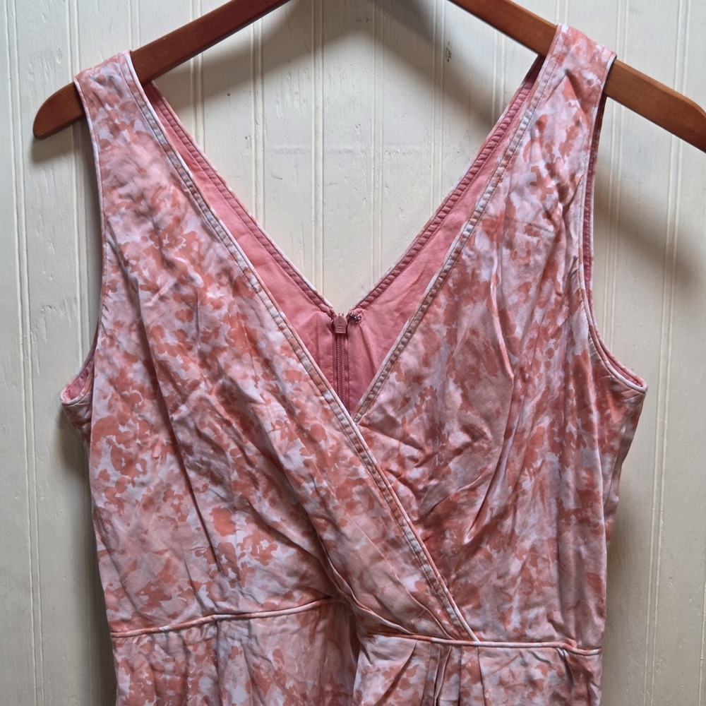 Talbots Dress Womens 10 Pink Floral Silk Blend Wrap Knee Length Lined Sleeveless